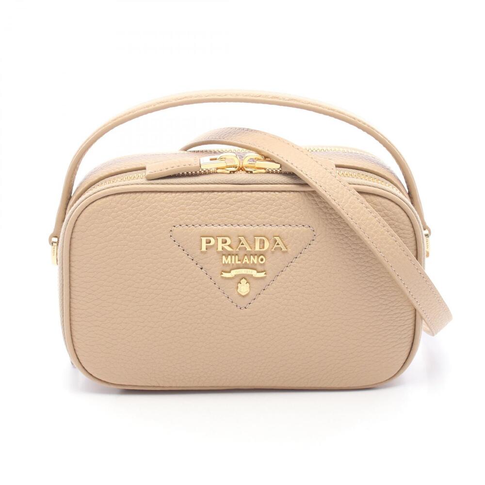 Prada Arque Vitello Daino Leather Hobo Shoulder Bag Tan